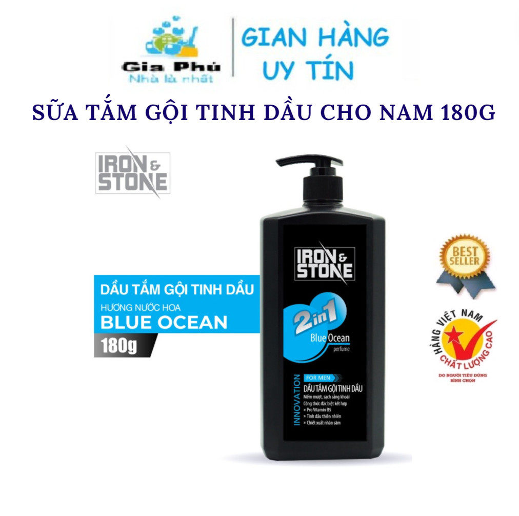 Sữa tắm gội tinh dầu 2in1 Iron&Stone Innovation hương Blue Ocean dung tích 180ml