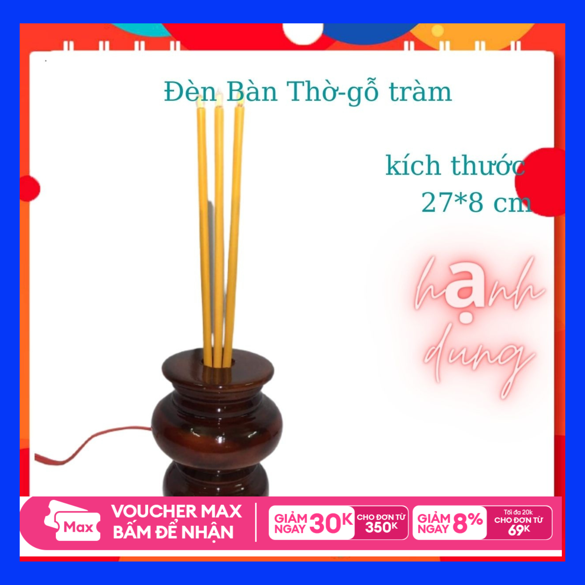 Đèn thờ-lư nhang thờ-đèn thờ điện gỗ tràm 05
