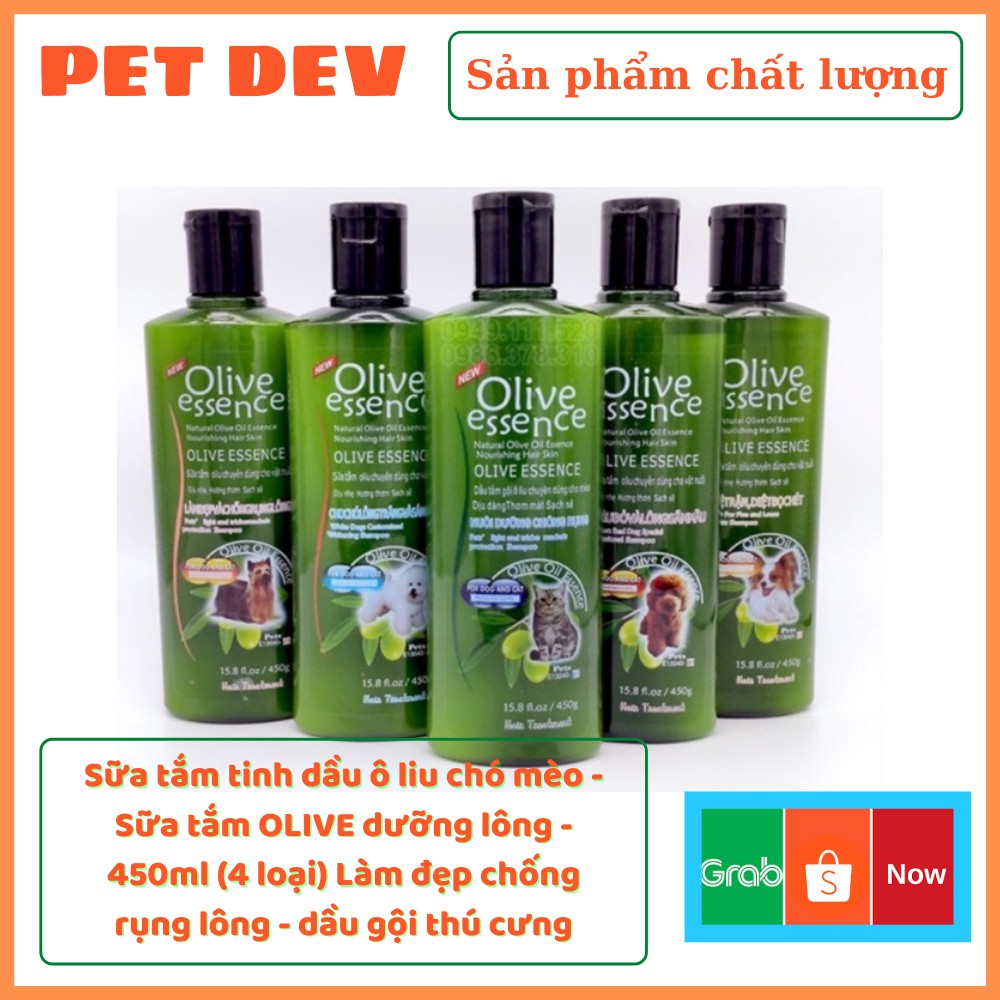 Sữa tắm tinh dầu ô liu chó mèo - Sữa tắm OLIVE dưỡng lông - 450ml (4 loại) Làm đẹp chống rụng lông - dầu gội thú cưng