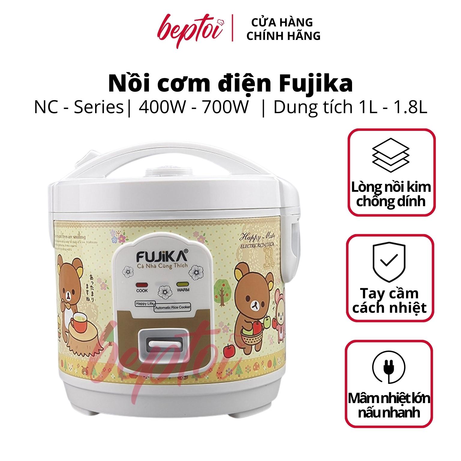 Nồi cơm điện nắp gài, nồi cơm điện mini fujika dung tích 1l - 1.5l - 1.8l nc-series