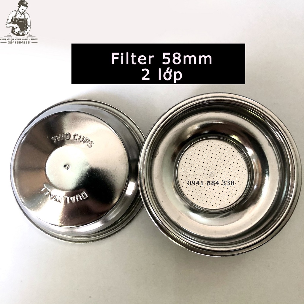 Filter 58mm 2 Lớp - Giỏ Lọc Đơn Đôi 2 Lớp 58mm - Linh Kiện Máy Pha Cà Phê