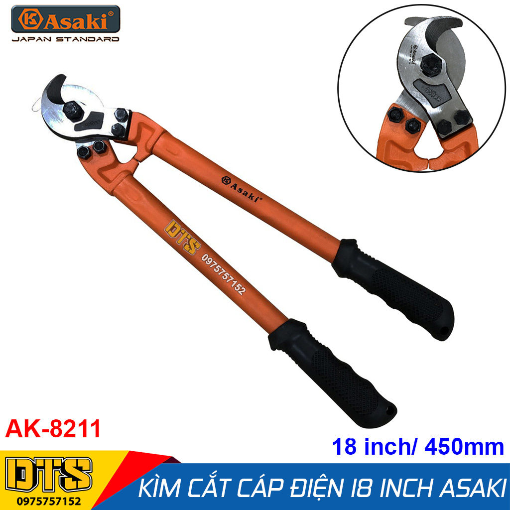 Kìm cắt cáp điện, cáp đồng, cáp nhôm, cáp quang asaki ak-8211 18inch/ 450mm