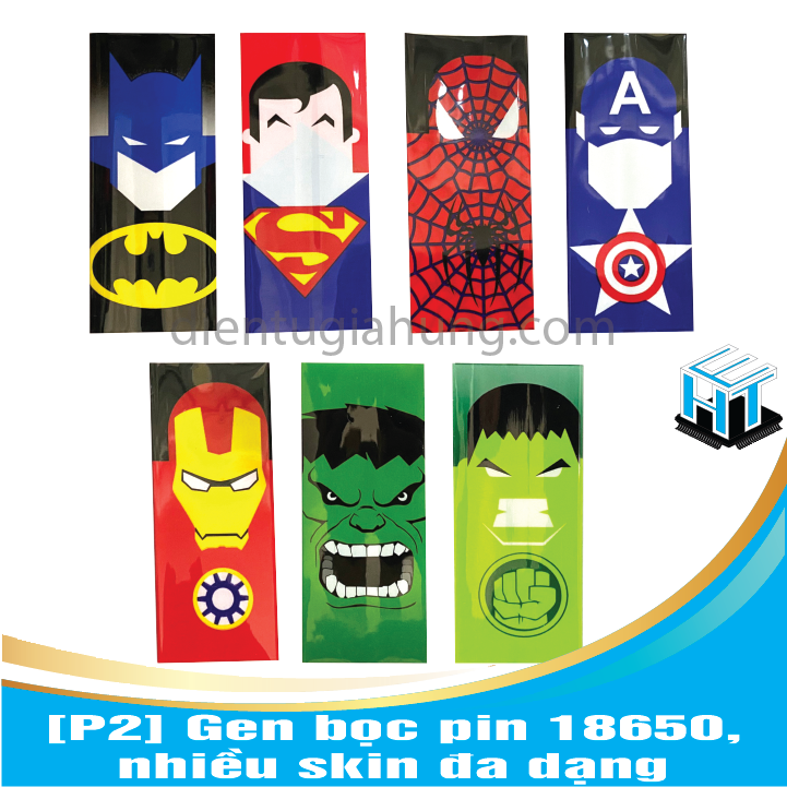 Combo 4 cái Gen bọc pin 18650, nhiều skin đa dạng