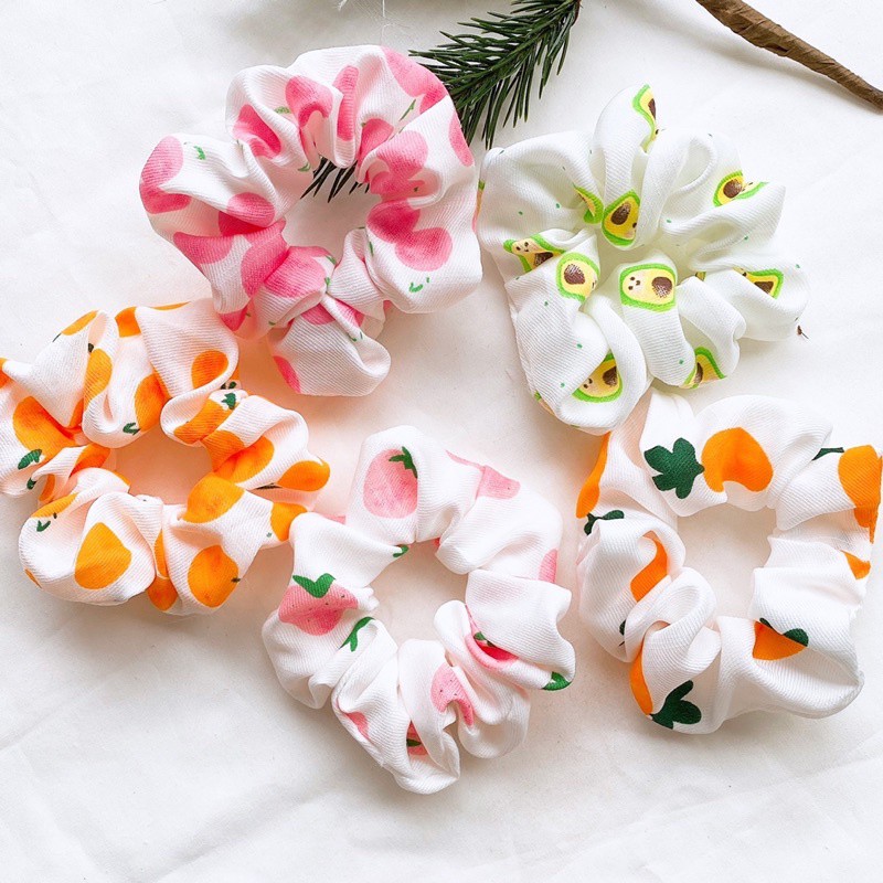 Buộc Tóc Sunchies Họa Tiết Trái Cây Dễ Thương