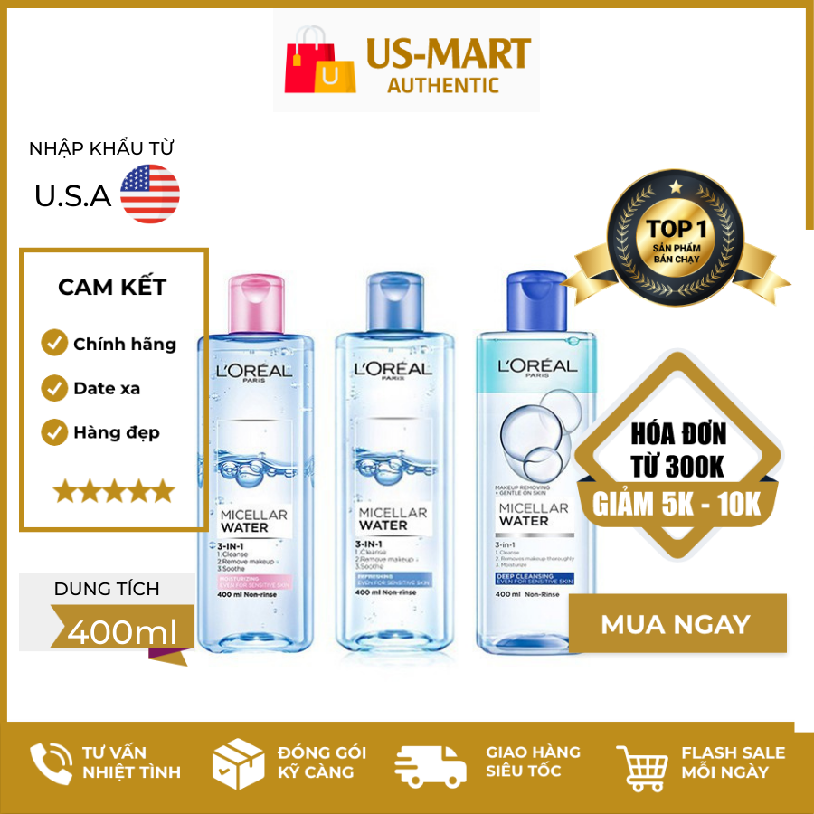 Nước Tẩy Trang Loreal Micellar Water 3 In 1