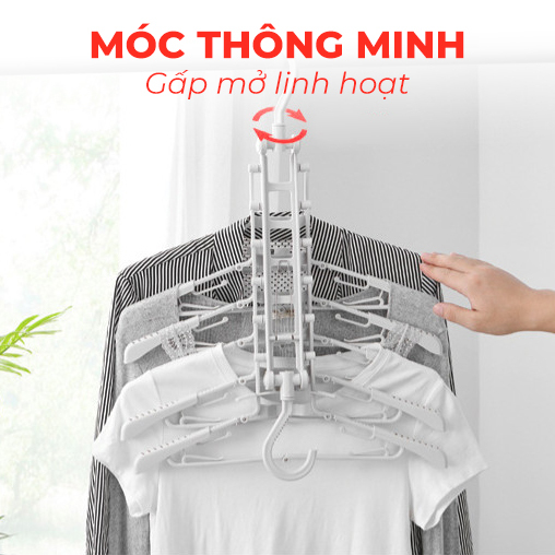 Móc treo đồ phơi quần áo thông minh kiểu dáng hàn quốc cho người lớn trẻ em nhiều tầng linh hoạt TREO 1 ĐƯỢC 6 TOP 1 GIA DỤNG TIỆN LỢI 2021