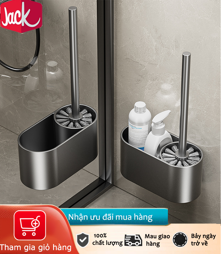 Jack Thép không gỉ nhôm đa chức năng Long Handle Toilet Brush Set Cài đặt mà không cần khoan