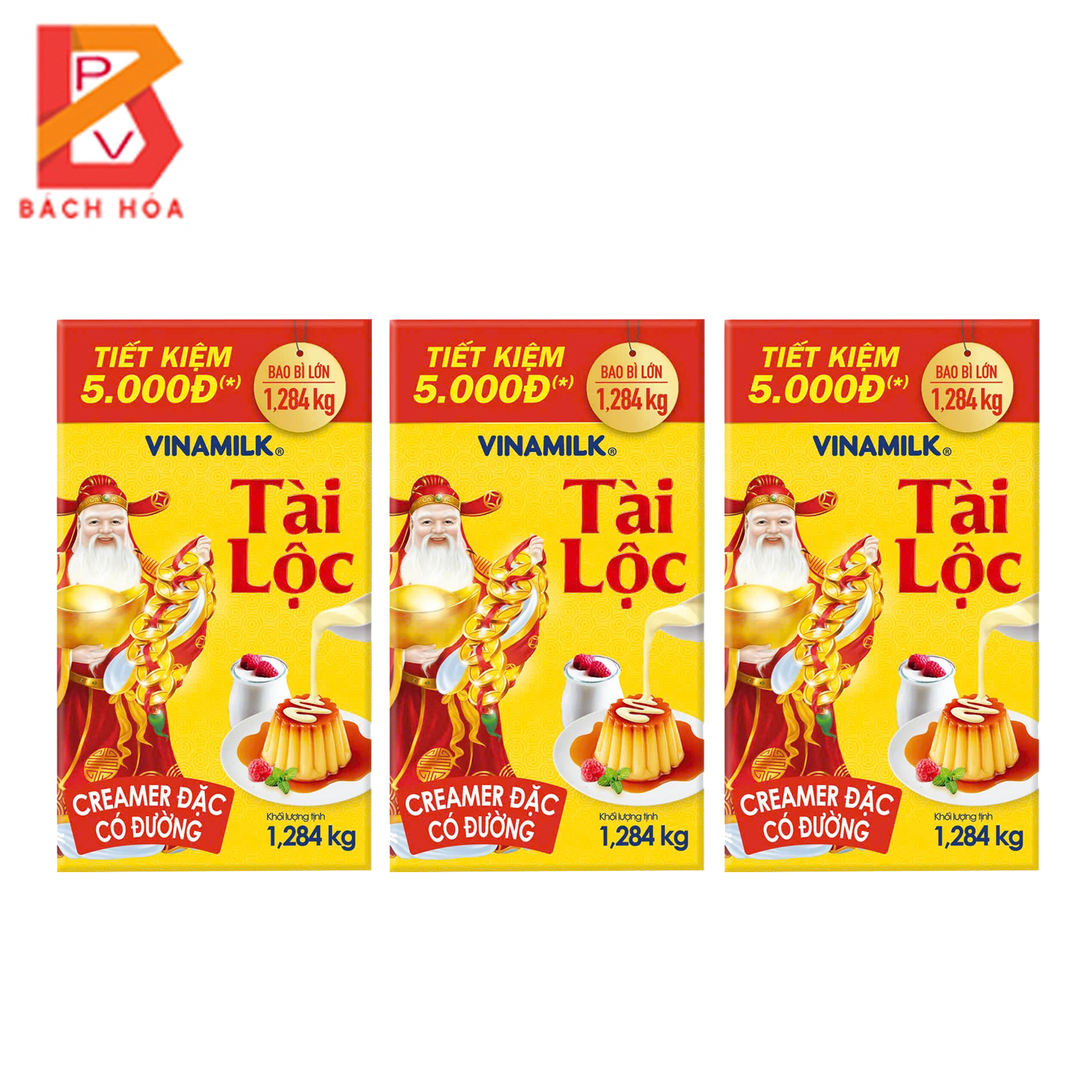 COMBO 03 HỘP Sữa đặc có đường Vinamilk Tài Lộc hộp giấy 1284g - BÁCH HÓA PHÚC VINH