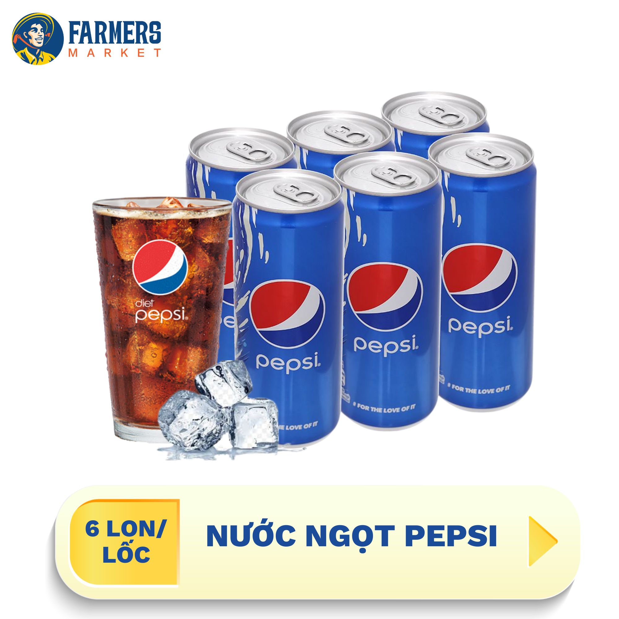 Giao hàng toàn quốc  Lốc 6 lon  Nước ngọt Pepsi - Lon 330ml