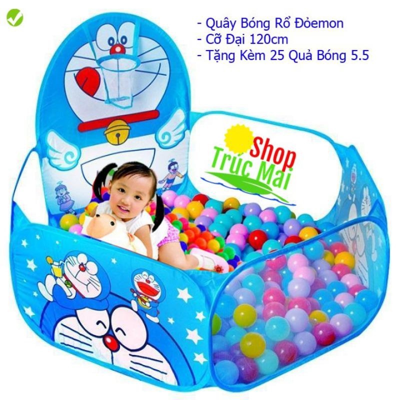 NEW◎☋  Lều Bóng Cho Bé quây banh nhà banh dooremon kitty tặng kèm 25 bóng nhựa