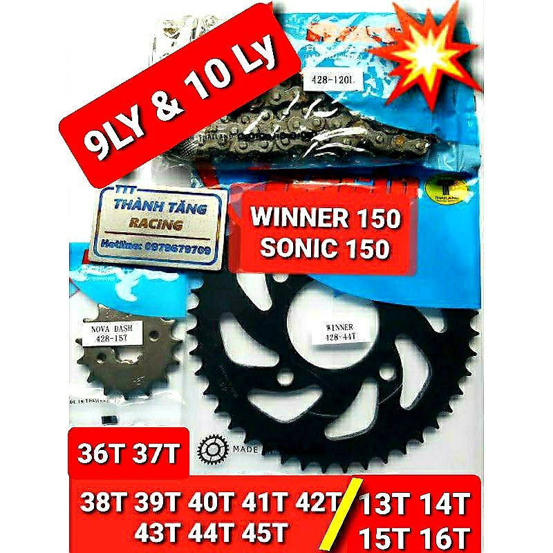 NHÔNG SÊN DĨA 9LY   10LY SONIC 150/WINNER 150/WINNER X Recto Dĩa 36T 37T 38T 39T 40T 41T 42T 43T 44T 45T/13T 14T 15T 16T