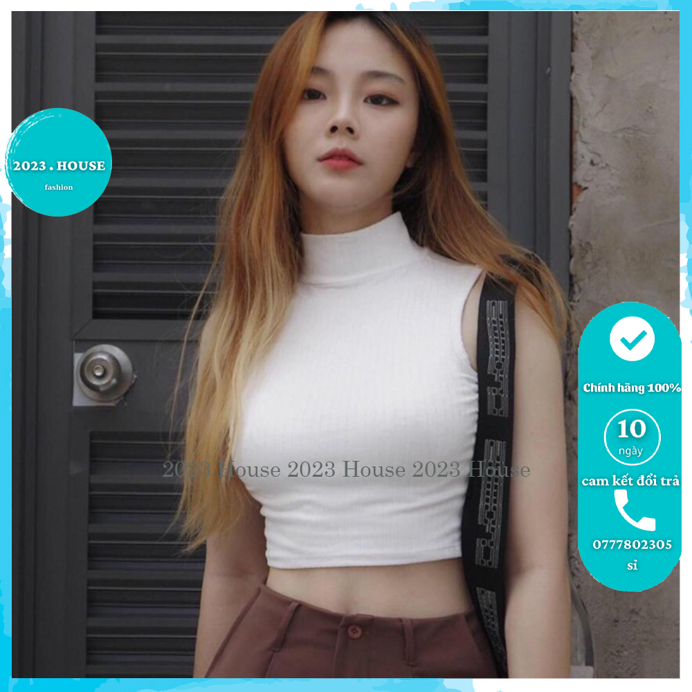 Áo ba lỗ ngược trơn cổ trụ cao hai phân 2023 House