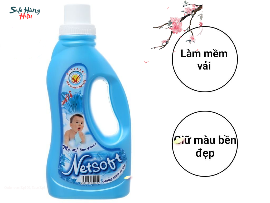 Nước xả vải Netsoft Biển xanh 2L/chai Giữ màu làm mềm vải tiết kiệm cho gia đình