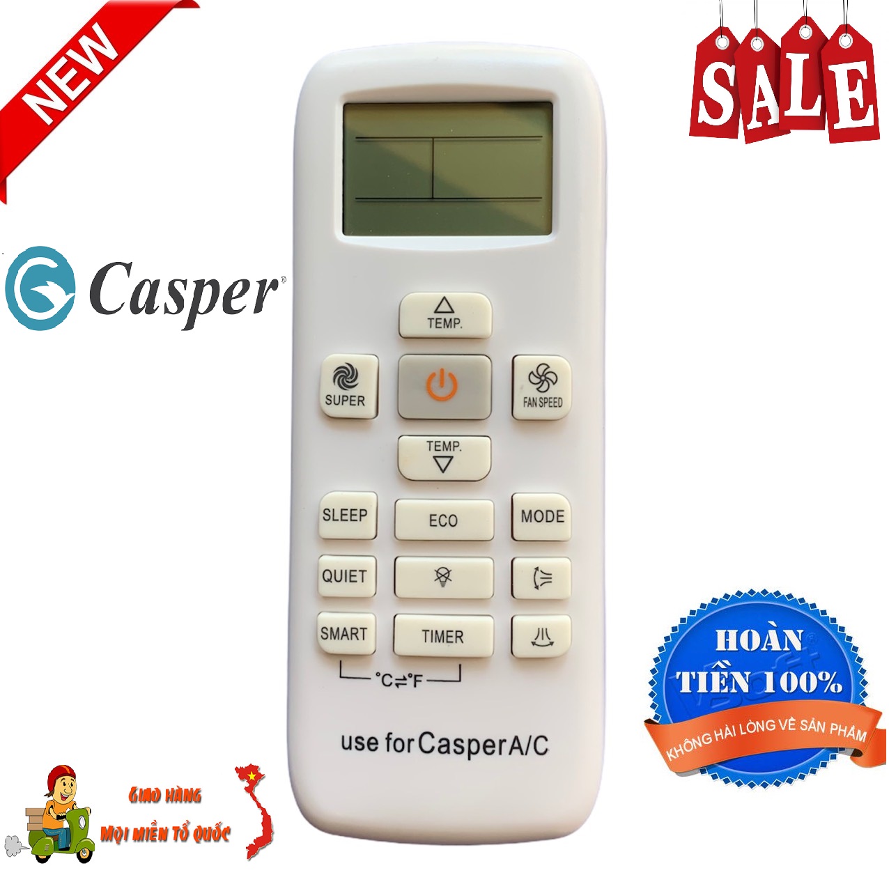 Điều khiển điều hòa Casper 2 chiều 1 chiều đời mới remote máy lạnh casper - Hàng tốt