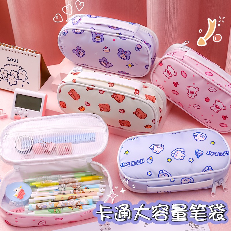 Bóp đựng viết 2 ngăn loại lớn đựng được nhiều bút