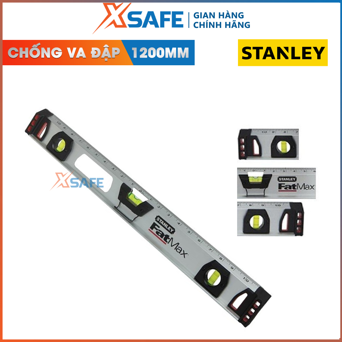 Thước thủy có nam châm STANLEY nhiều kích thước ,Thước Độ chính xác cao Chống va đập nhờ lớp cao su ở 2 đầu - Có vạch thước rõ ràng