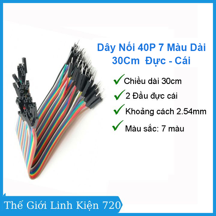 10 Sợi dây cắm test board đực - cái 7 màu dài 30cm