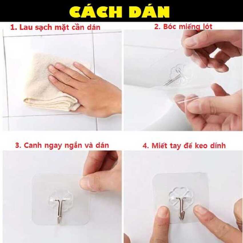 Móc Dính Tường siêu dính (combo 10 cái) – Móc Dán Tường chịu lực trên 10kg – Móc Treo Tường cực kỳ thẩm mỹ