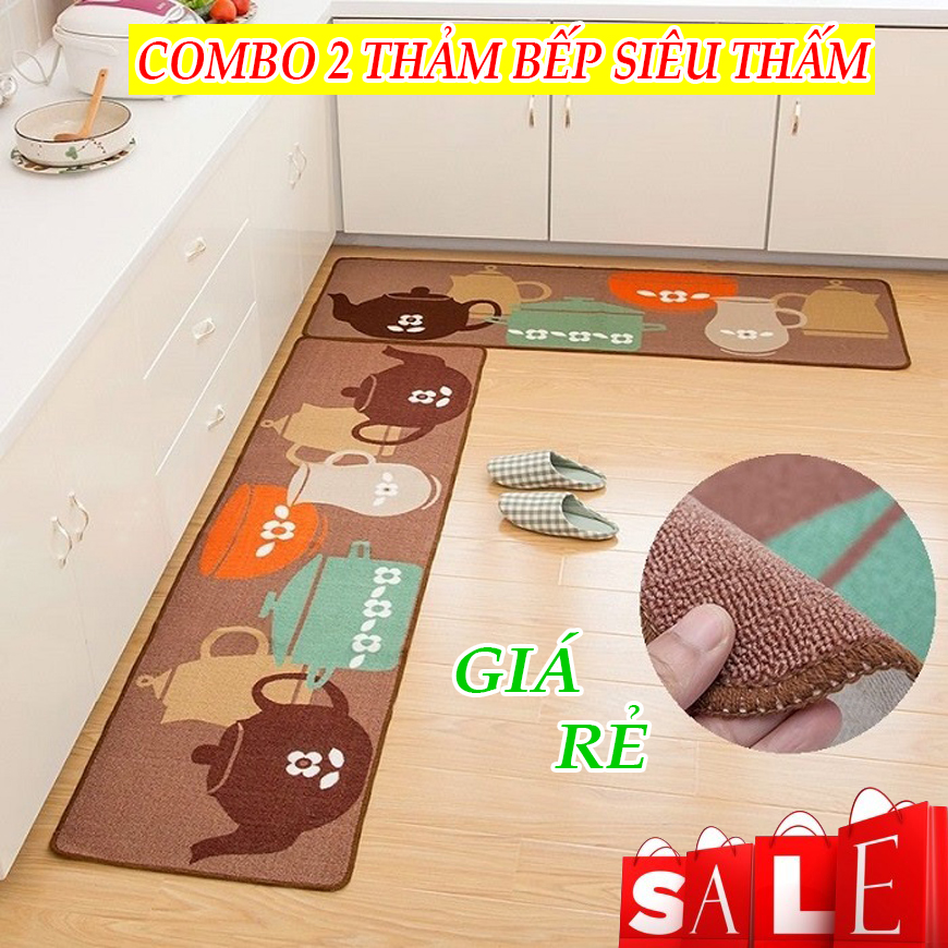Thảm bếp siêu thấm và đẹp – Combo 2 Thảm Trải Nhà Bếp Phòng Khách ( 120x40 cm và 60x40 cm) In Hình Sắc Nét Nhiều Màu Sắc [Giảm Giá Xả hàng] Tăng Độ Mỹ Thuật.