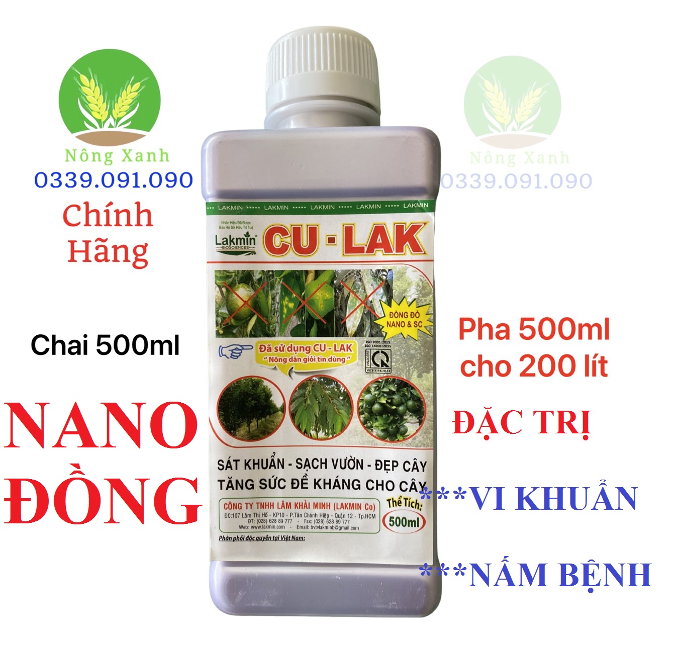 500ml nano đồng trừ nấm bênh và vi khuẩn - nano đồng đỏ - rửa vườn cây sát khuẩn