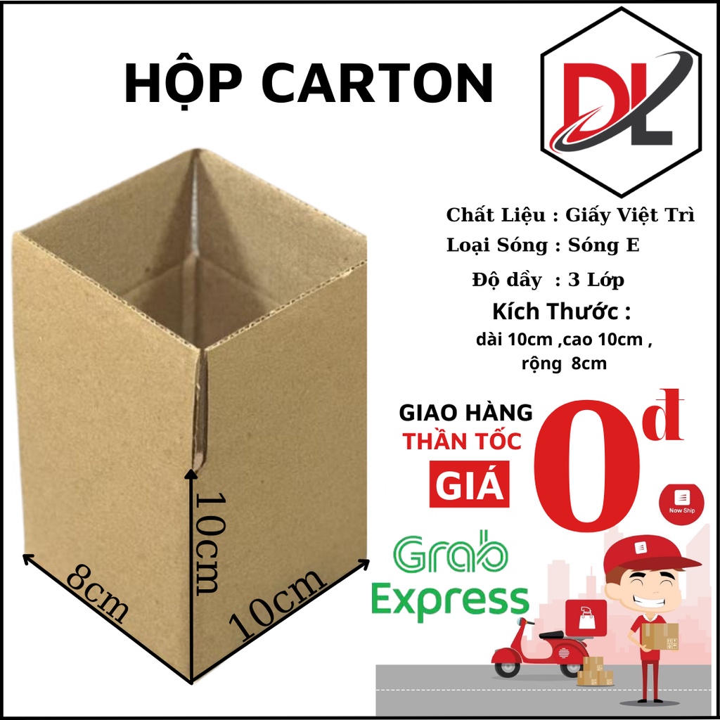 Hộp Carton 10x8x10xcm, Hộp đựng phụ kiện, Trang Sức, Mỹ phẩm, Hộp Carton đóng hàng chất lượng tốt