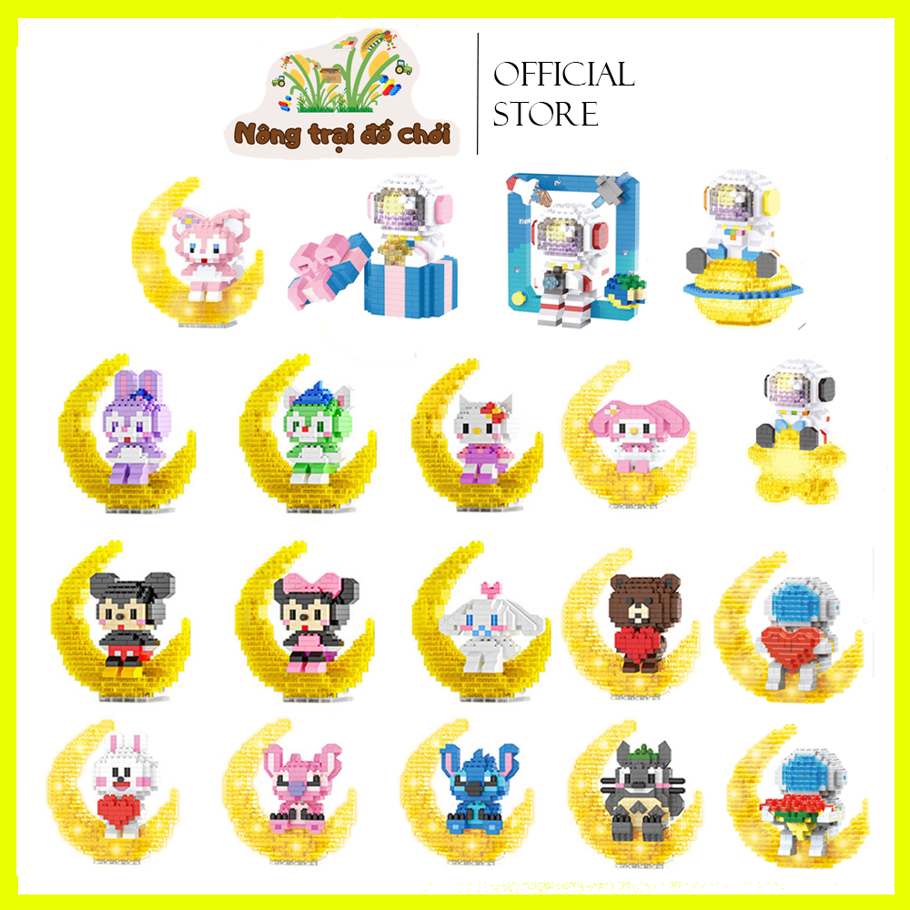Đồ chơi lắp ráp le go lego mini CÓ ĐÈN phát sáng có đèn LED sẵn pin hoạt hình đáng yêu cho bé Toptoys