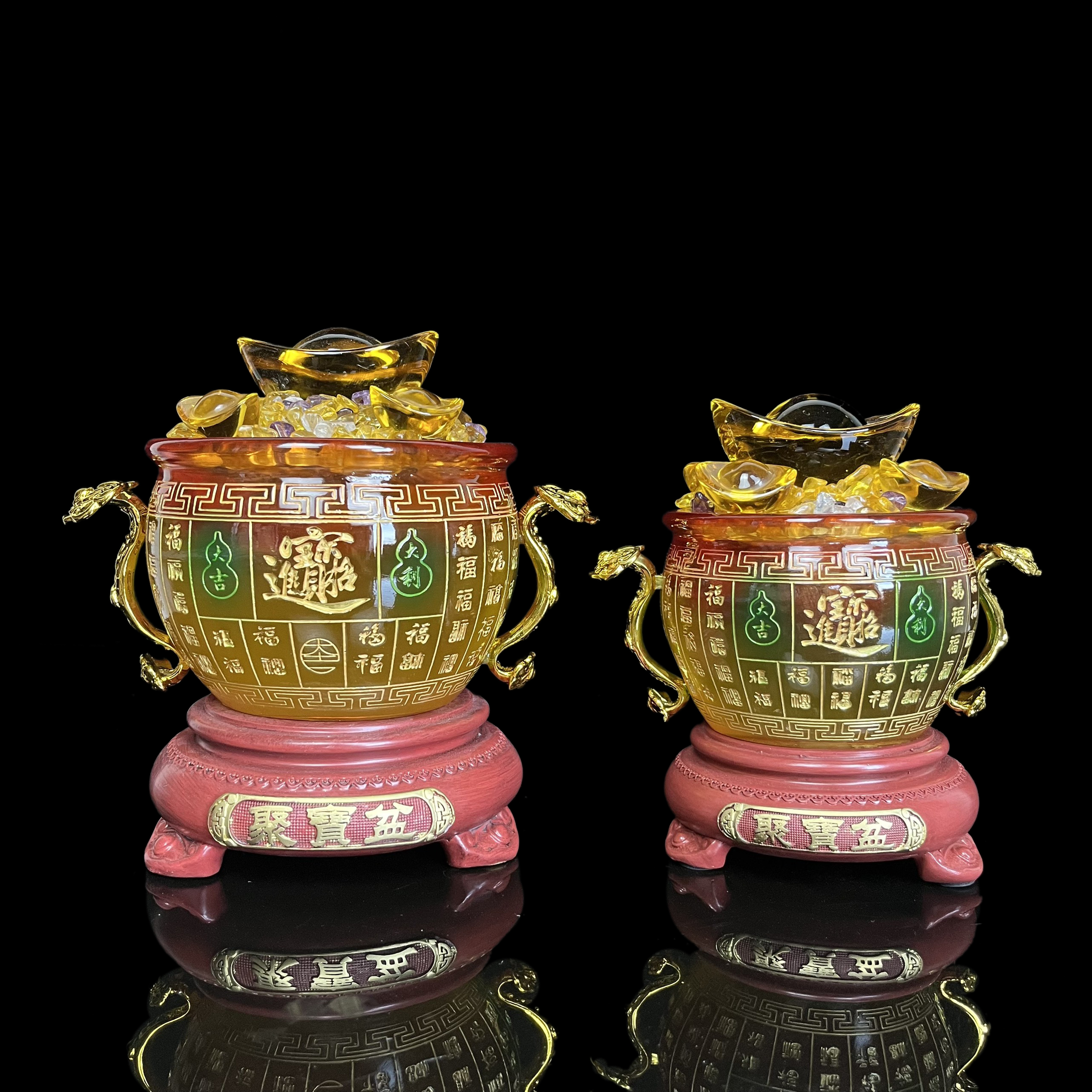 Chậu đựng cục vàng b bằng thủy tinh rời đề gỗ bát đựng bằng nhựa phong thủy - phật giáo tuệ quang