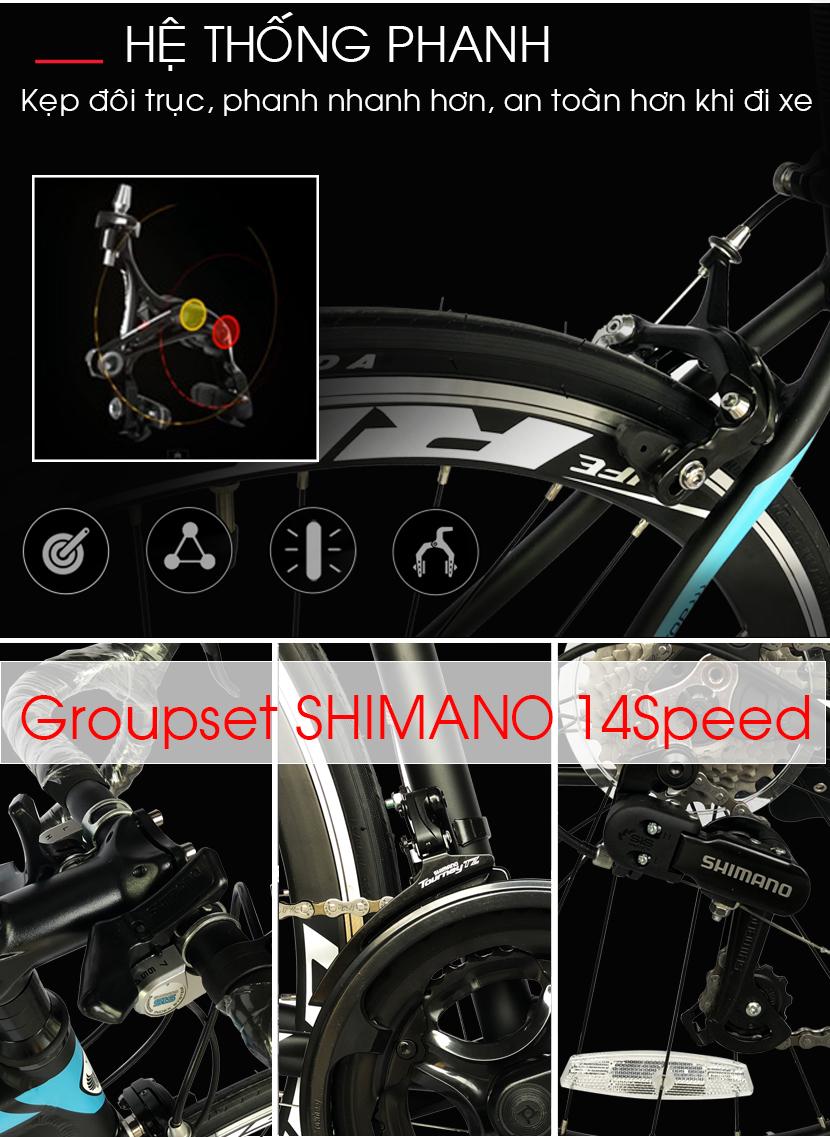 Xe Đạp Đua ĐÀI LOAN LIFE SUPER33 khung nhôm siêu nhẹ Shimano 050- 14 tốc Xe Đạp Đua ĐÀI LOAN LIFE SUPER33 khung nhôm siêu nhẹ Shimano 050- 14 tốc