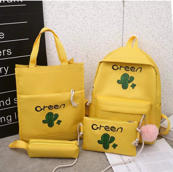Set balo 4 món hình xương rồng siêu tiện lợi dễ thương - balo thời trang