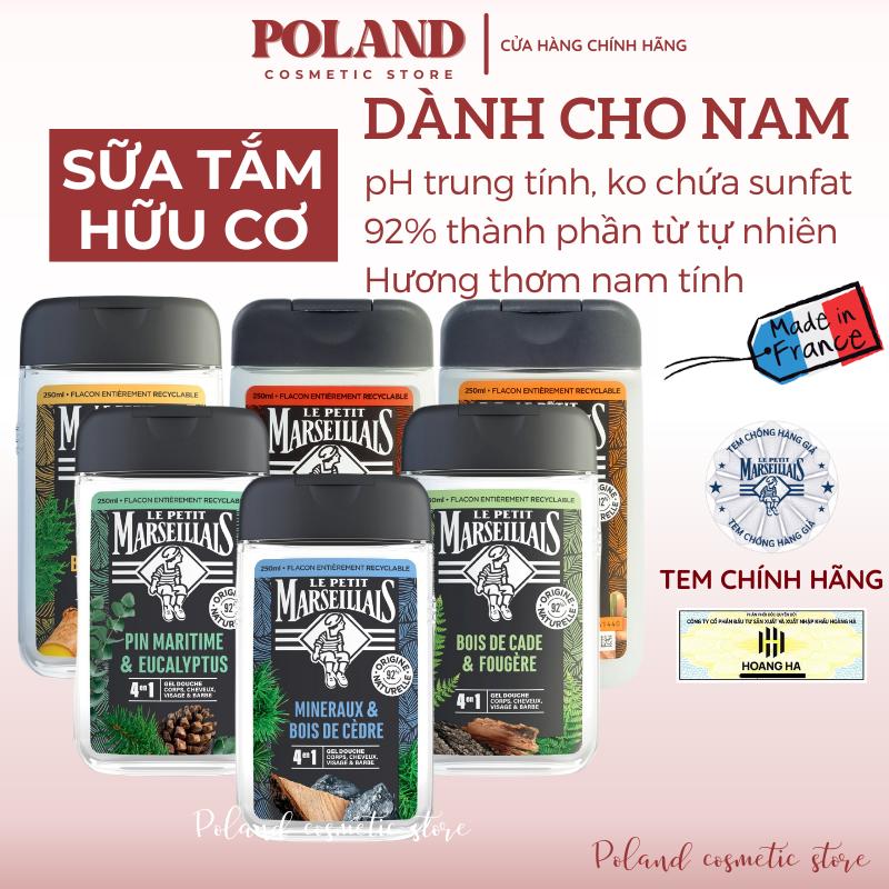  Sữa Tắm Gội Nam 4in1 Hữu Cơ 92% Le Petit Marseillais Pháp 250ml Với Hương Thơm Nam Tính 