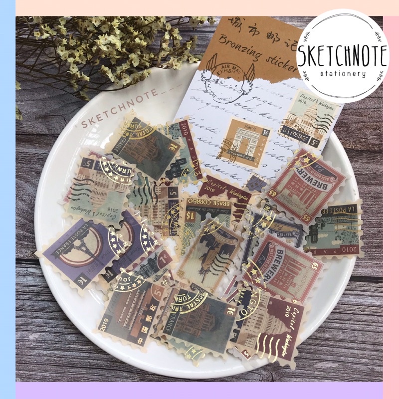 Sticker vintage dập vàng gold ST014