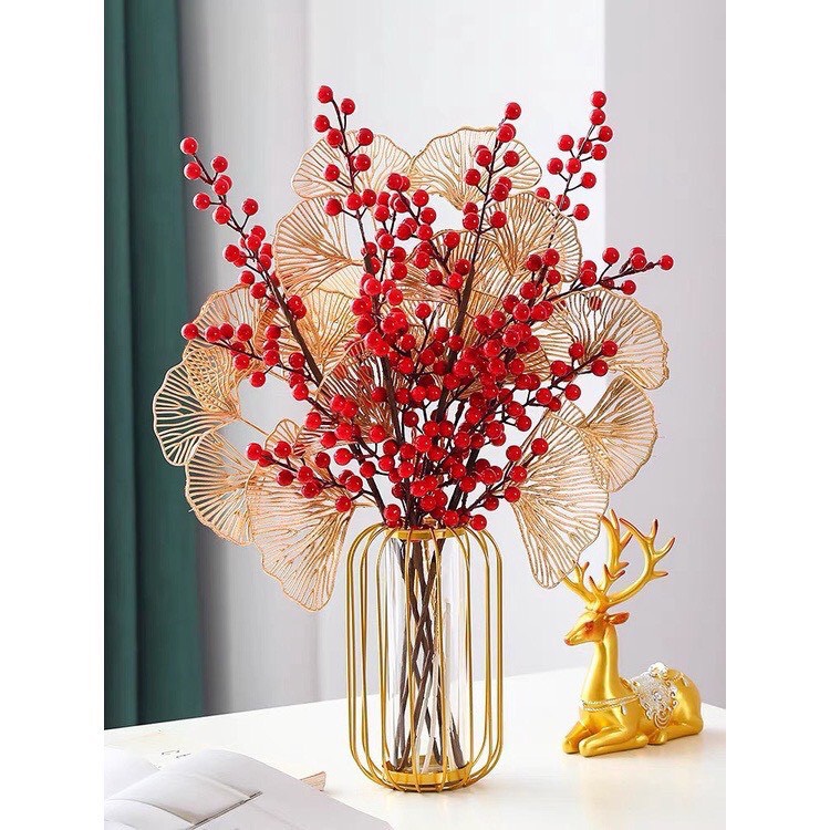 [LOẠI 1] Cành Đào đông đỏ, 1 cành 12 nhánh hàng đẹp to tròn, cành quả chery