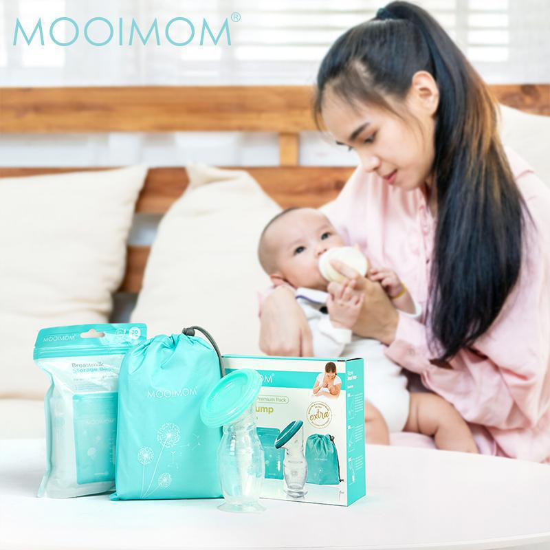 Mooimom combo cốc hút sữa hứng sữa silicone + túi trữ sữa cao cấp a7002_combo