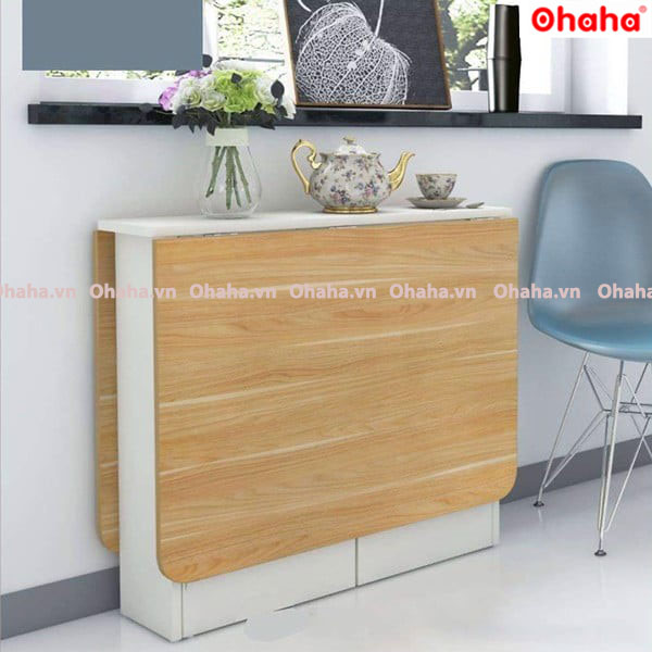 [ Freeship HCM  [Kèm hình thực tế]] Bàn ăn gấp gọn thông minh đa năng Clus Ohaha - Có bánh xe/Không bánh xe - BA005