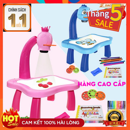 Bàn vẽ có đèn chiếu sáng thông minh cho bé - bộ đèn máy chiếu học vẽ hình ảnh sắc nắc tặng vở vẽ,bút màu