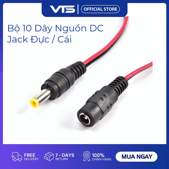 Bộ 10 dây nguồn dc jack đực và 10 dây nguồn dc jack cái 5.5x2.1mm - loại tốt
