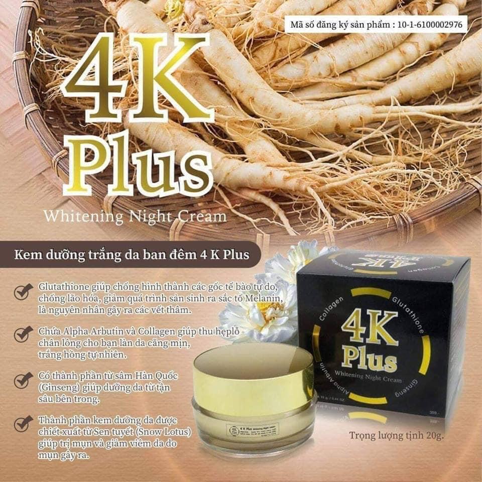 Kem sâm 4k plus dưỡng ẫm trắng da ban đêm