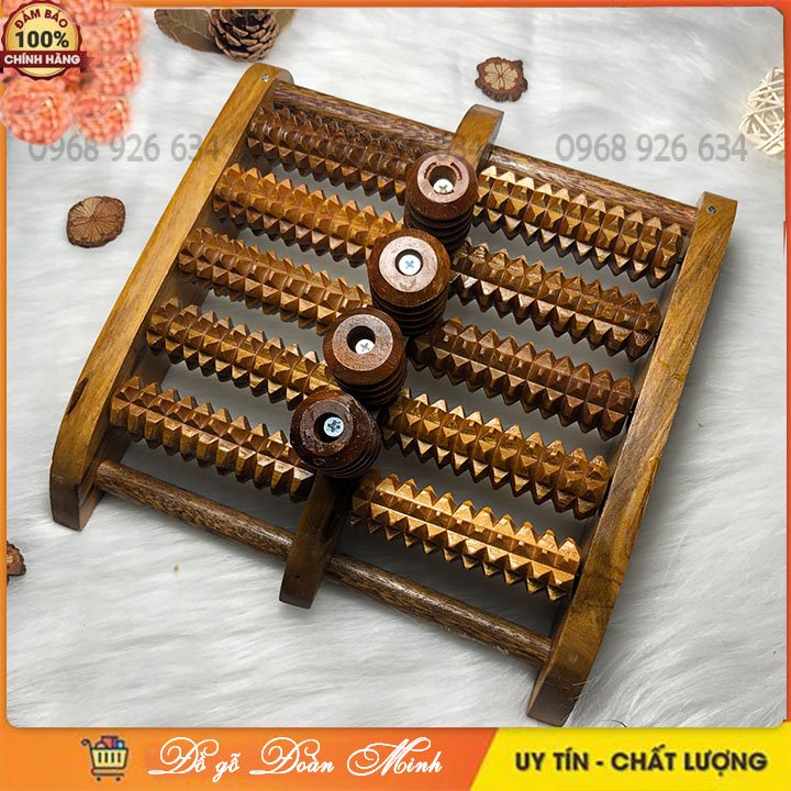 Bàn lăn chân gỗ 📌FREESHIP📌 Bàn lăn massage chân cỡ đại có 4 trục xoay bấm huyệt thư giãn