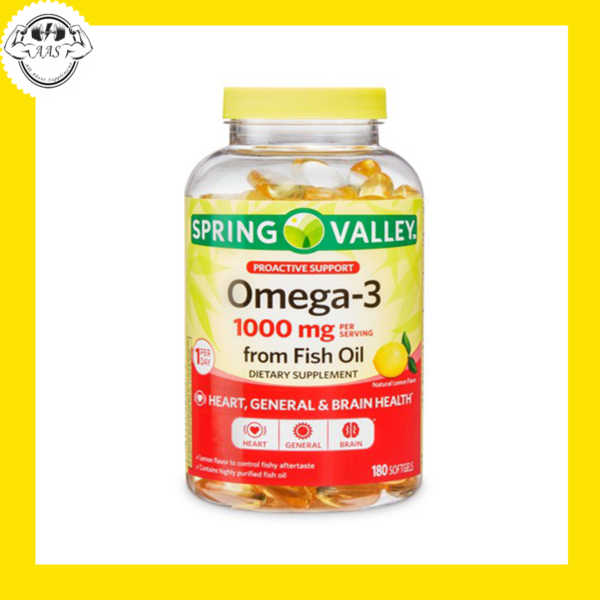SPRING VALLEY OMEGA3 1000MG 180 Viên uống dầu cá hương chanh bổ sung omega3 EPA DHA từ Mỹ