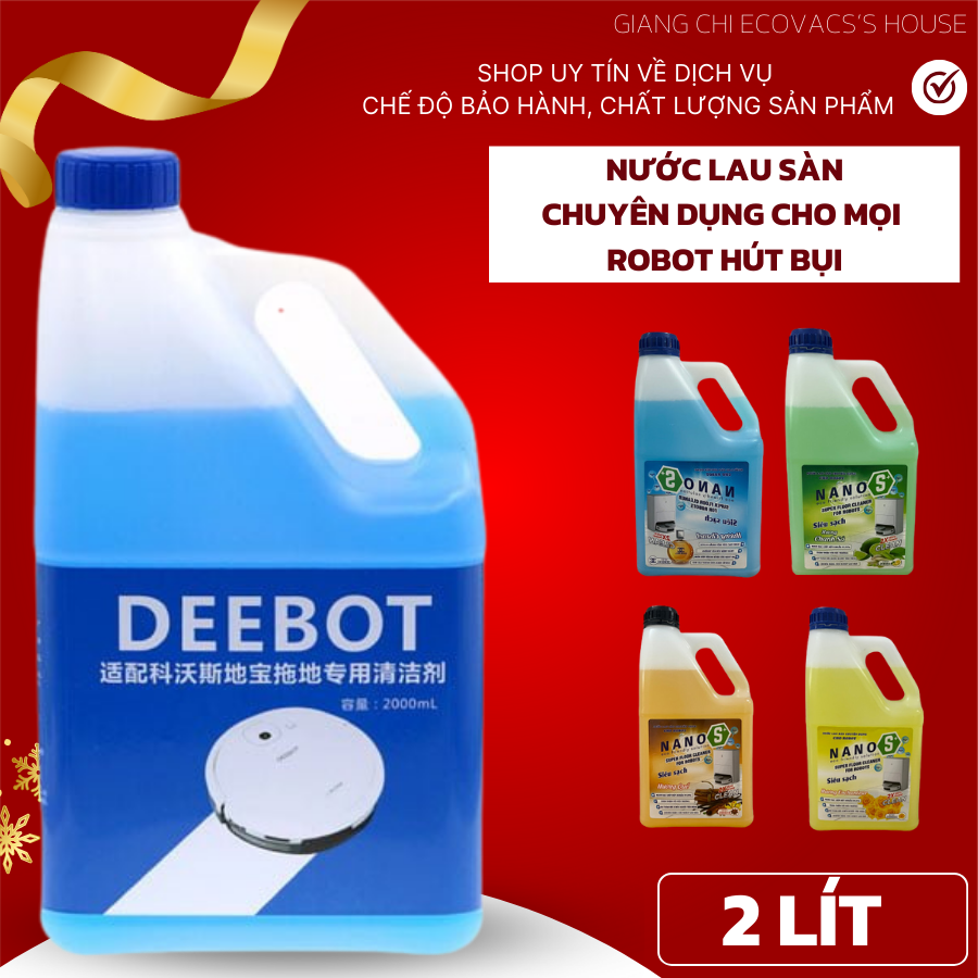 2 Lít - Nước lau sàn chuyên dụng cho Robot hút bụi lau nhà ECOVACS/ILIFE/XIAOMI, các dòng robot hút bụi t8 aivi,t9 aivi,t5 max,dn55,dj35...