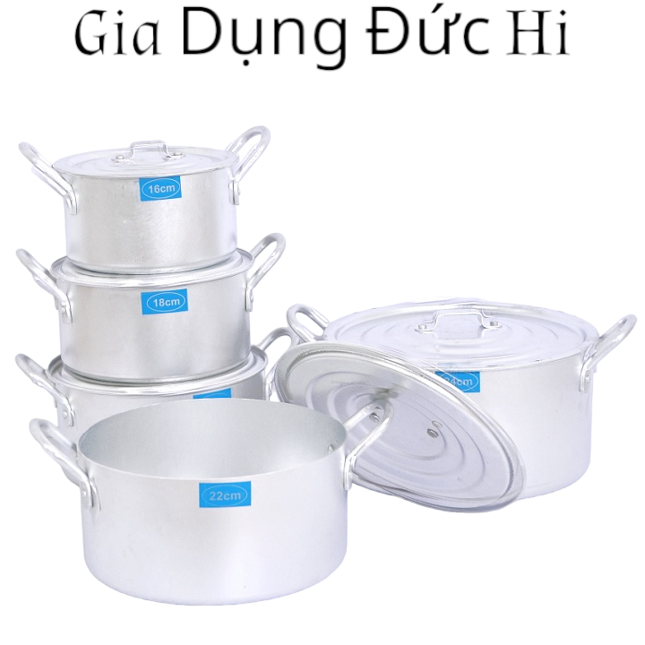 Bộ Nồi nhôm Cao Cấp 5 Cái -  Nhôm 24cm 22cm 20cm 18cm 16cm
