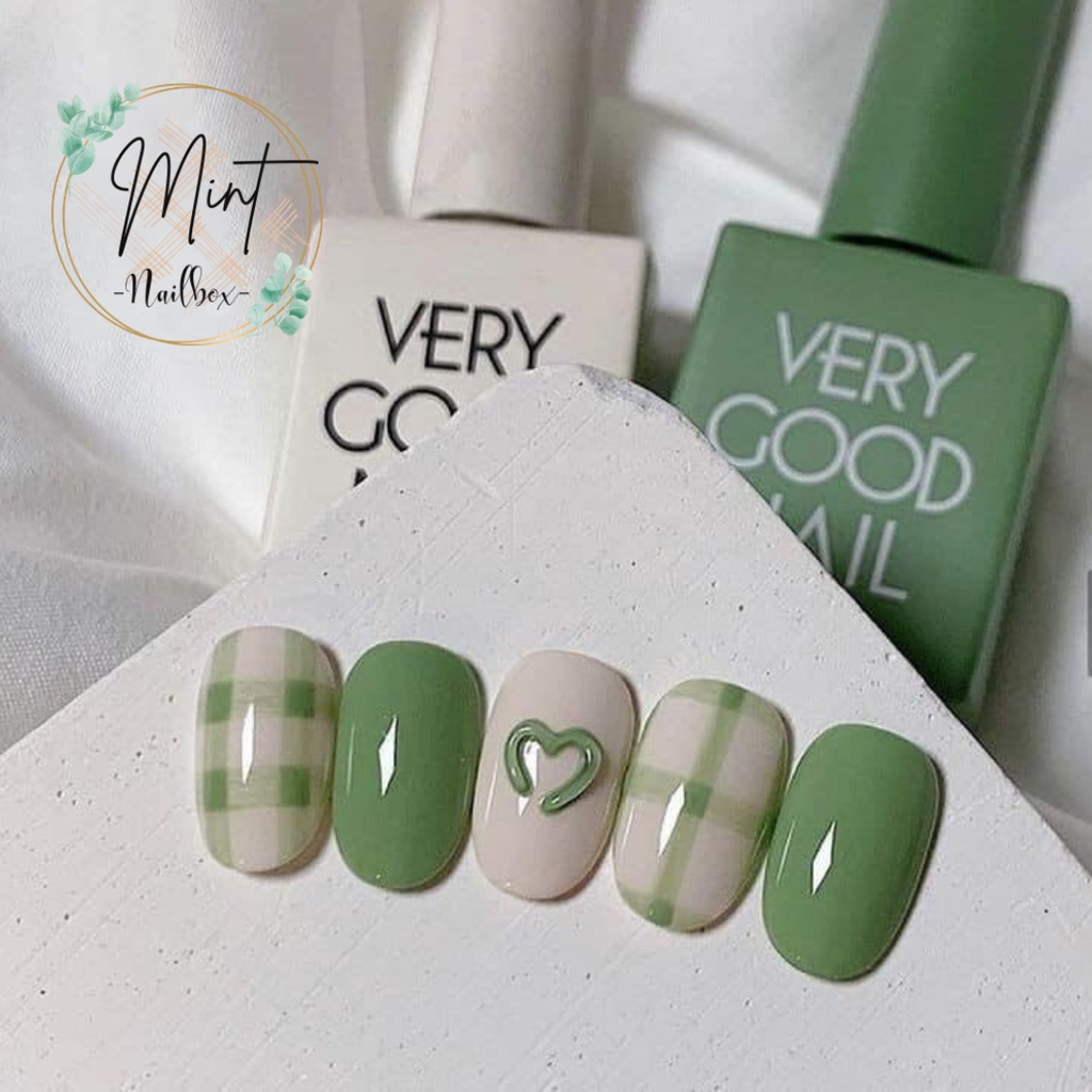 Móng giả, móng up thiết kế mẫu sọc caro trái tim, nail Hàn - A004