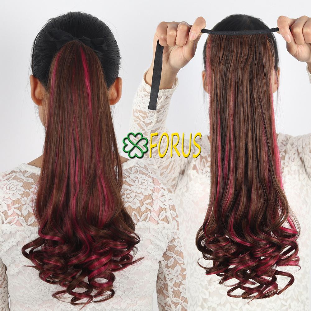 Tóc giả cột đính line Đỏ vang C-02Đ, màu [nâu vàng 2/30] tóc giả nữ