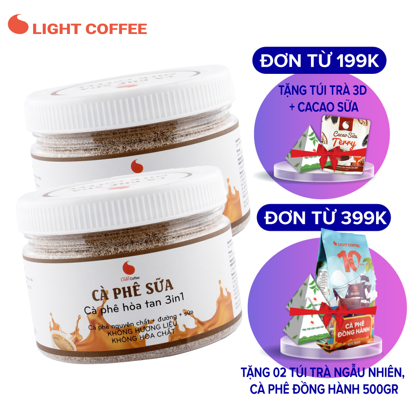 Combo 2 hũ cà phê sữa 3in1 Light coffee - 230gr/hũ