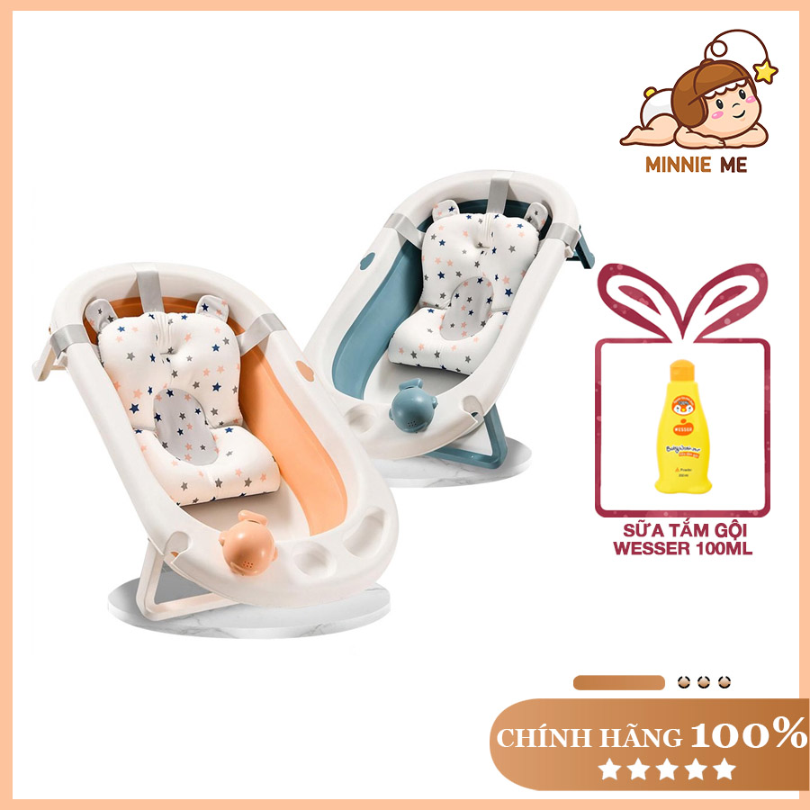 Chậu tắm cho bé gấp gọn kèm phao Hanbei
