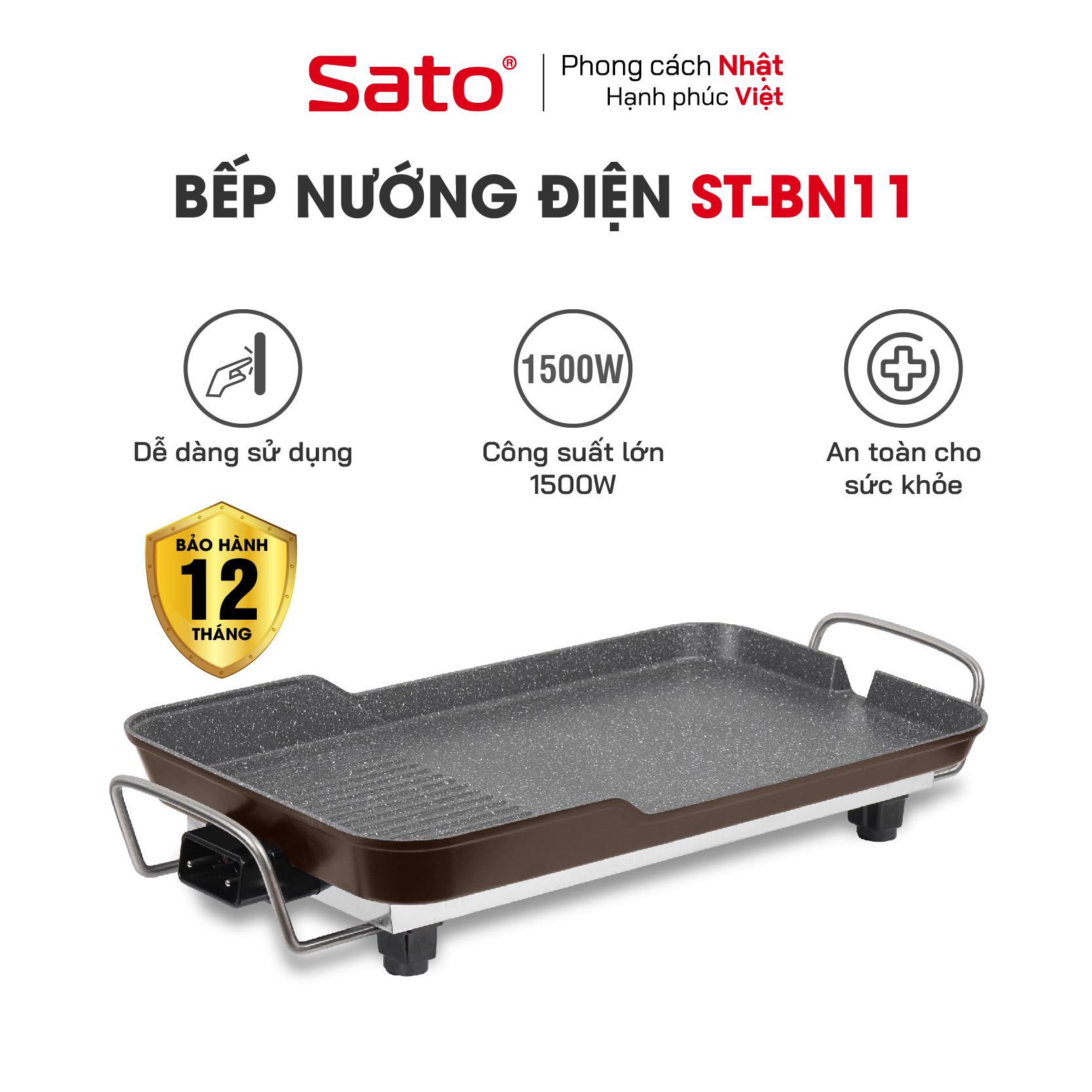Bếp nướng điện vân đá hoa cương Sato BN11