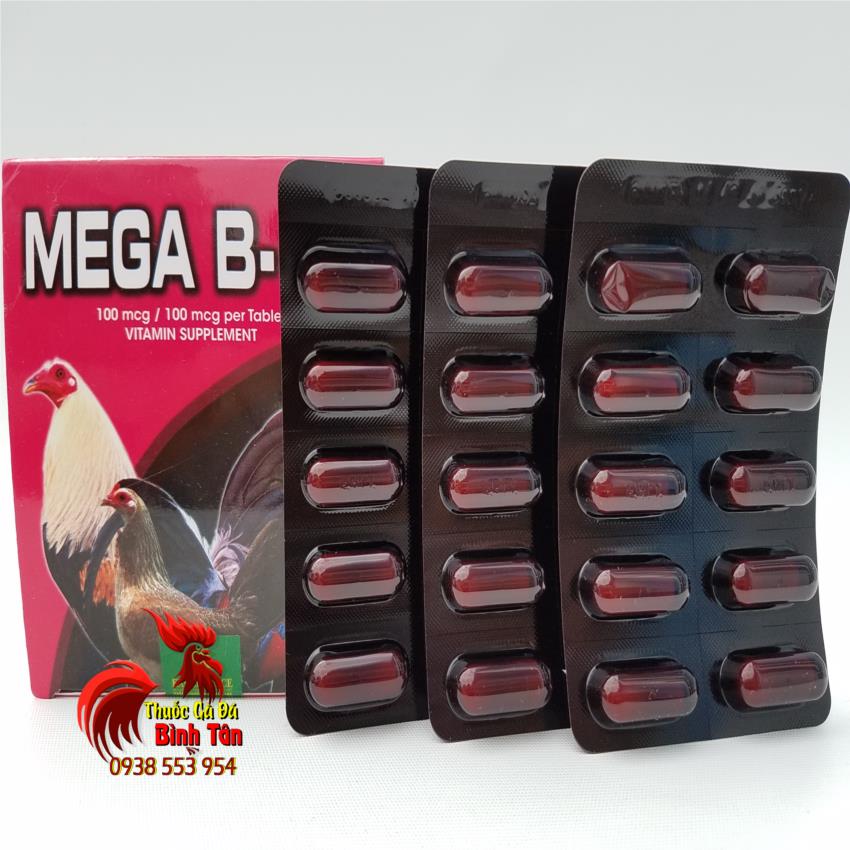 MEGA B12 - Viên nuôi tăng nước máu, tái sinh hồng cầu giúp chiến kê sung mãn, mau tới đá ( bán lẻ 1-3 Vỉ 30 Viên )