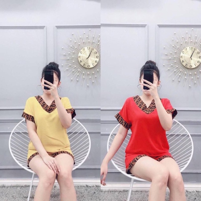 Sét bộ cotton đùi phối viền siêu dễ thương-size 40kg-75kg