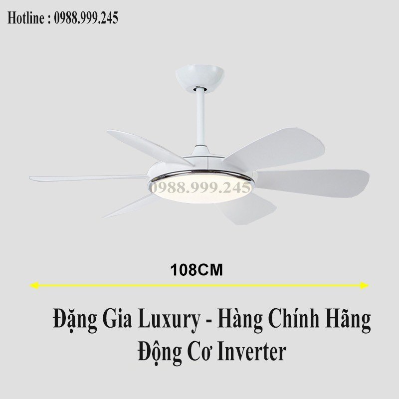 Quạt trần đèn,quạt trần 6 cánh trang trí hiện đại siêu mát dành cho chung cư - biệt thự - khách sạn - quán cafe - spa