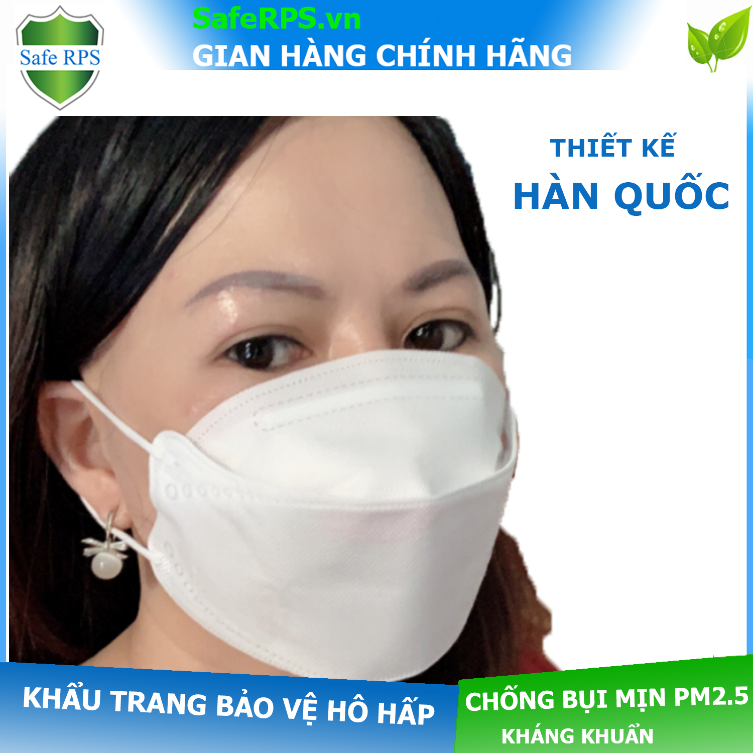3 Khẩu trang 4D Hello Mask đạt chuẩn Hàn quốc màu trắng / 4D mask Korea
